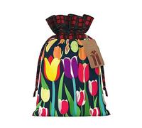 Colorido tulipanes resistente bolsa con cordón de 4.7 x 6.9 pulgadas, bolsa de regalo moderna y práctica para necesidades diarias, 1 unidad