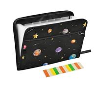 Colorido universo planeta fluorescente, 13 bolsillos, tamaño carta A4 con cierre de cremallera para almacenamiento de documentos, fundas de archivos expandibles para guardar documentos