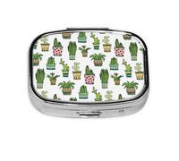 Colorido y bonito pastillero con 2 compartimentos, organizador portátil para suculentas