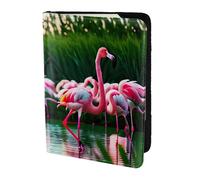 Colorido y fabuloso estampado de flamencos de 5.5 pulgadas, pasaporte de documentos de viaje, elegante y seguro para hombres y mujeres para viajeros, Negro, Una talla
