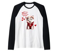 Colorido y Lindo Amor de Cachorro de San Valentín Camiseta Manga Raglan