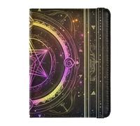 Colorido y misterioso Tarot Astrología de cuero para pasaporte y tarjeta de vacunación, combo de funda para pasaporte con bloqueo RFID, ultra delgada, Colorida y misteriosa astrología del tarot, 1