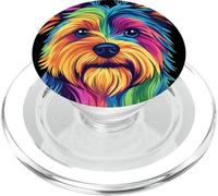 Colorido Yorkshire Terrier Rainbow Yorkie Dog Lover Negro PopSockets PopGrip para MagSafe