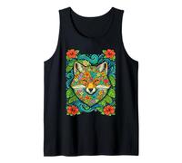 Colorido Zorro Tropical Hawaiano Floral Animal Verano Vibraciones Camiseta sin Mangas