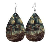 Coloridos aretes de cuero con calaveras de azúcar para mujer, aretes de lágrima, ligeros, colgantes, aretes de aro para regalo de joyería, One Size, Cuero sintético, Sin piedra preciosa