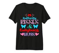 Coloridos Besos de Mariposa y Mariquitas Abrazos Lindos Camiseta Premium