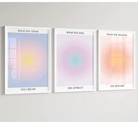 Coloridos carteles abstractos de aura para sala de 3 piezas, aura gradiente espiritual, afirmación espiritual, arte de pared, pintura energética positiva, pintura danesa, decoración de pared pastel