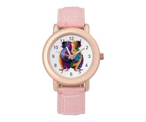 Coloridos conejillos de indias para mujer, reloj de pulsera con correa suave, regalo para cumpleaños, día de San Valentín