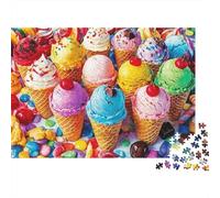 Coloridos Conos de Helado Rompecabezas Clásico 1000 Piezas para Adultos, Cartón Reciclado,Ice Cream Cone Assortment Decoración Interior, Regalo Primavera, Decoración Mural De Fiesta 70x50cm/1000pcs