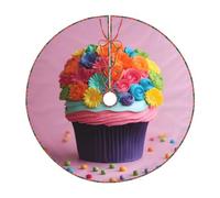 Coloridos cupcakes con estampado de pastel de flores de arco iris, falda de árbol de Navidad, decoración de feliz, decoración de interiores y exteriores