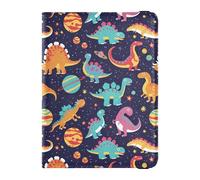 Coloridos dinosaurios planetas estrellas cuero pasaporte titular para viaje impermeable dinero y tarjeta caso para viajes familiares imprescindibles accesorios