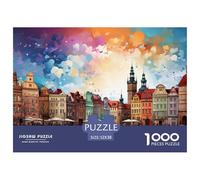 Coloridos Edificios de Ciudad Europea Puzzle de 1000 Piezas para Adultos Papel Juego de Puzzle 1000 Piezas Paisaje Urbano Nocturno Relajación Regalo Familiar 52x38cm/1000pcs 52x38cm/1000pcs