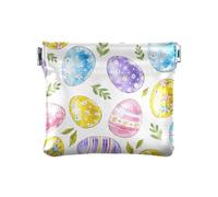 Coloridos huevos de Pascua hojas verdes monedero de piel sintética mini cartera bolsillo monedas para mujeres, niñas y hombres