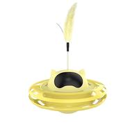 Coloridos juguetes interactivos de plumas espaciales giratorias para gatos de interior, juguete de entrenamiento cerebral para ejercicio