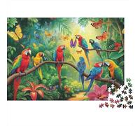 Coloridos Macaos y Mariposas 1000 Bandada de Loros Tropicales Piezas Puzzle Cartón Reciclado Mudanza Actividad Casa Decoración De Pared Interior Anti Estrés Idea Juego Regalo 38x26cm/1000pcs