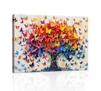 Coloridos Mariposas Árboles Modernos Cuadros Decoracion Con Marcos, Abstracto Naranja Rojo Árboles Cuadro y Láminas Moderno Árbol De La Vida Lienzos Decorativos Para Salon Cocina Dormitorios 30X40cm