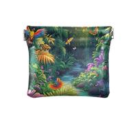 Coloridos monederos de piel con diseño de girasoles y teñido anudado, bolsa de cambio casual para uso diario, Verde jardín tropical, Talla única, Verde jardín tropical