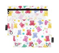 Coloridos Osos de gominola de caramelos, bolsas para lápices, carpeta de 3 agujeros para carpetas de 3 anillos con tres anillos para suministros de ofhce para estudiantes