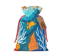 Coloridos peces de mar tropicales, bolsa de regalo reutilizable para fiestas y diseño de cordón que hacen que tu regalo sea más delicado