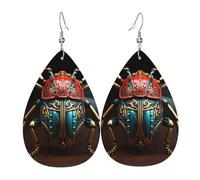 Coloridos pendientes de cuero con forma de lágrima de escarabajo, accesorios para mujer, aretes versátiles adecuados para viajes y viajes.