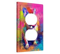 Coloridos perros franceses - Placa de cubierta para interruptor de luz/cubiertas de salida para acentos de pared, decoración artística de festival de primavera, placas de pared termoplásticas, tamaño