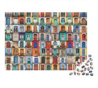 Coloridos Puertas Collage 1000 Arte de Puertas Coloridas Piezas Puzzle Cartón Reciclado Estimulante Imposible Relajación Desafío Niños Interior Anti Estrés Ultra Difícil 70x50cm/1000pcs