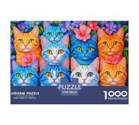 Coloridos rostros de Gato_1 Elaboración De Calidad Regalo Ideal para Fans De Puzzles, Adultos Y Jóvenes Amantes De Juegos Mentales 38x26cm/1000pcs