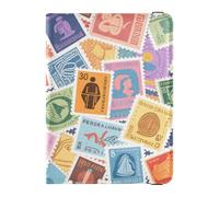 Coloridos sellos de dibujos animados de cuero para pasaporte para mujeres de viaje, funda protectora para vacunas, funda protectora para tarjetas, funda para pasaporte para mujer, impermeable