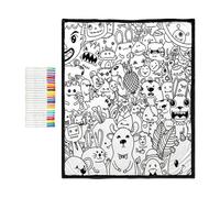 Coloring Blanket - 59.06 X 50 Inches, Washable Soft Fleece, DIY Reusable Craft Blanket | Creative Drawing Blankets With 24 Color Markers For Kids, Teens, Adults, Preschool, Bedroom, Living Room Use