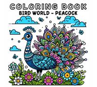 Coloring Book: Bird Animals World - Peacock