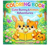 Coloring Book Cute Bunny & Kitten Adventures: Cute Bunny & Kitten Coloring Book for Kids Ages 4-8: Fun and Easy Coloring Pages with Adorable Animals