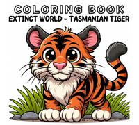 Coloring Book: Extinct Animals World - Tasmanian Tiger