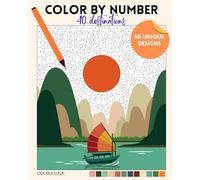 Coloring Book for Adults - 40 destinations around the world: Color by number - Easy, stress relieving illustrations for relaxation