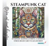 coloring book for adults steampunk cat in mosaic mandala forest: a mindful stress relief grey scale journey
