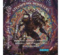 coloring book for adults steampunk monster in mosaic mandala forest: a mindful stress relief grey scale journey