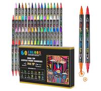 Coloring Book Markers, Art Pen Set, 60 Colors Fine, Brush Tip Pens, Painting Drawing Coloring, Glass Fabric Wood, Vibrant Ink for Adults, Students, Artists, Crafting Projects
