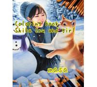 Coloring book Shiba Inu and girl