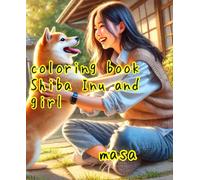 coloring book Shiba Inu and girl