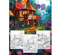 Coloring Books for Adults Teens Relaxation -Nature Mushroom Forest Hut: All line drawings are hand-painted by artists, with realistic pictures and rich details