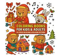 Coloring Books For Kids & Adults : 50 Stress Relieving & Relaxing Patterns - Christmas Theme