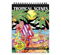 ColorIt Colorido libro para colorear de escenas tropicales para adultos, 50 diseños de una sola cara, papel grueso y liso, cubiertas planas de tapa dura, encuadernado en espiral, impreso en Estados