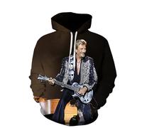Colorivant Sudadera con capucha de estilo musical para hombre y mujer, con estampado 3D, informal, de manga larga, conmemorativa del cantante de rock JohnnyHalliday, camisetas deportivas con bolsillos