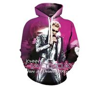 Colorivant Sudadera con capucha de estilo musical para hombre y mujer, con estampado 3D, informal, de manga larga, conmemorativa del cantante de rock JohnnyHalliday, camisetas deportivas con bolsillos