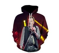 Colorivant Sudadera de manga larga con estampado 3D y bolsillos canguro, que recuerda a la superestrella del rock JohnnyHallyday, adecuada para camisetas deportivas casuales para hombres, mujeres y
