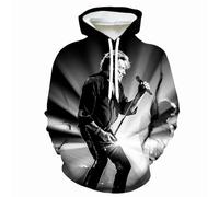 Colorivant Sudadera de manga larga con estampado 3D y bolsillos canguro, que recuerda a la superestrella del rock JohnnyHallyday, adecuada para camisetas deportivas casuales para hombres, mujeres y