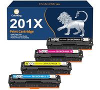 ColorKing 201X Cartuchos de tóner Compatible con HP 201X 201A CF400X CF400A Multipack Toner para HP Color LaserJet Pro MFP M277dw Toner M277 M252dw M277n M274n M252n M252 M277c6 (4Piezas)