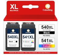 ColorKing Cartuchos de Tinta PG-540XL CL-541XL Compatible para Tinta Canon 540 541 XL para Pixma MX475 MX525 MG4250 MG3650s MG3650 MG3550 MG3250 MG3150 TS5150 TS5151 (1 Negro, 1 Tricolor)