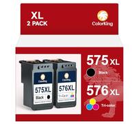 ColorKing PG-575XL CL-576XL Remanufacturado para Cartuchos Canon 575 XL 576 XL Compatible para Pixma TS3550i TS3551i TS3750i TS3751i TS3752i TR4750i TR4751i TR4755i TR4756i (1 Negro, 1Tricolor)