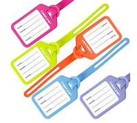 Colorline Pack de 5 Identificadores Porta Nombre Colgantes en Silicona Ultra Soft. Colores Claros