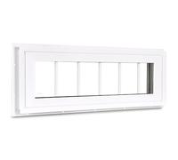 COLORPAPA Ventana de popa de vinilo, 25.4 x 91.4 cm, ventana fija de doble panel con rejillas y vidrio templado para casa, sobre puertas, garaje, pasillos (blanco)